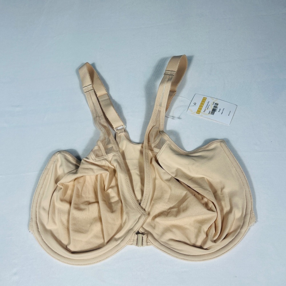 Delimira Front Close Bra W601 Beige Unlined Underwire Racerback 34F NWT